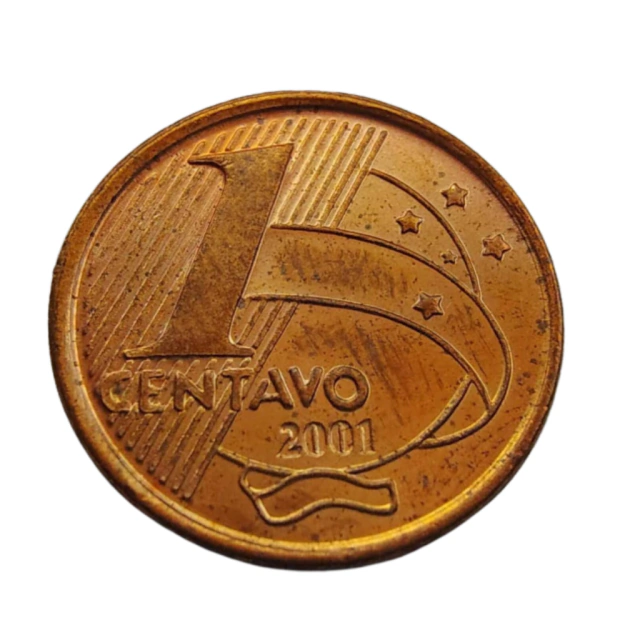Moeda 1 centavo 2001 anomalia Brasil e Cabral duplos - FC - Imagem 2