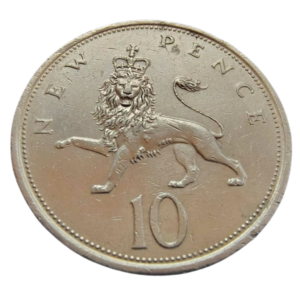 Moeda 10 New Pence 1975 - Reino Unido