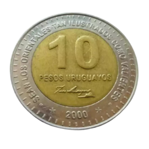 Moeda 10 Pesos 2000 - Uruguai