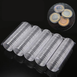 100 Cápsulas de acrílico para moedas até 27mm