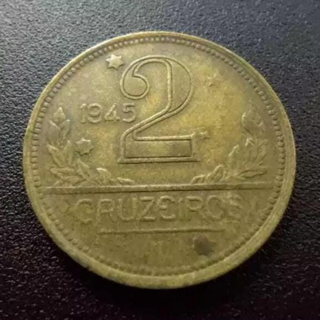 Moeda 2 Cruzeiros 1945 Brasil - MBC - Imagem 2