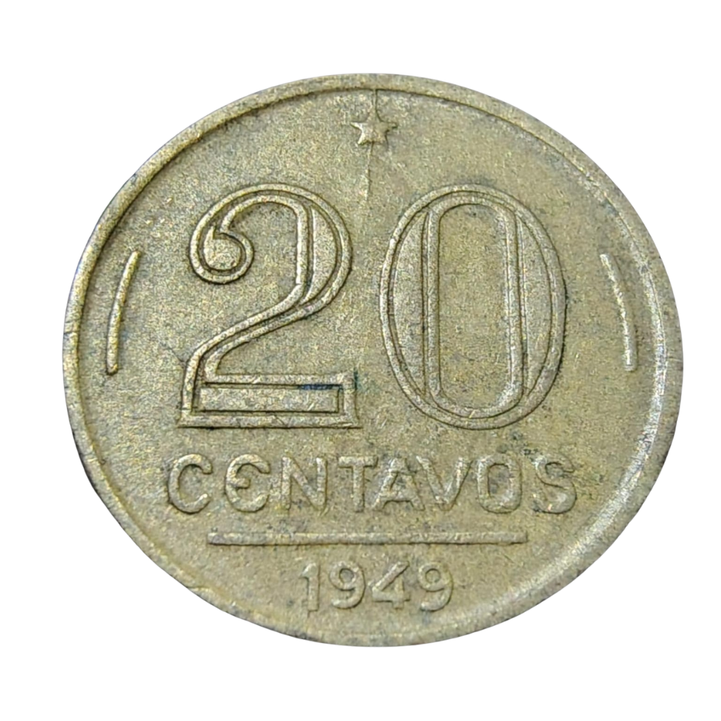 Moeda 20 Centavos 1949 Rui Barbosa Brasil - MBC - Imagem 2