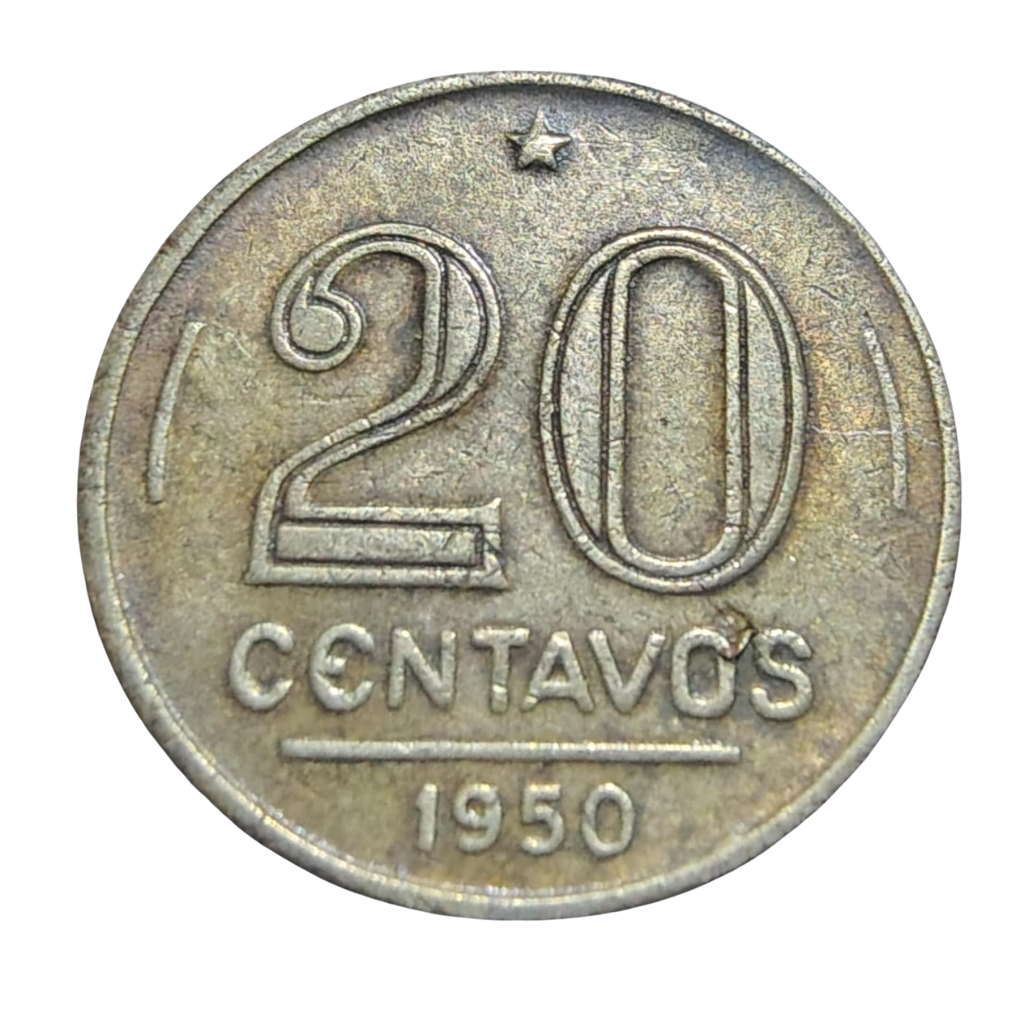 Moeda 20 Centavos 1950 Rui Barbosa Brasil - MBC - Imagem 2