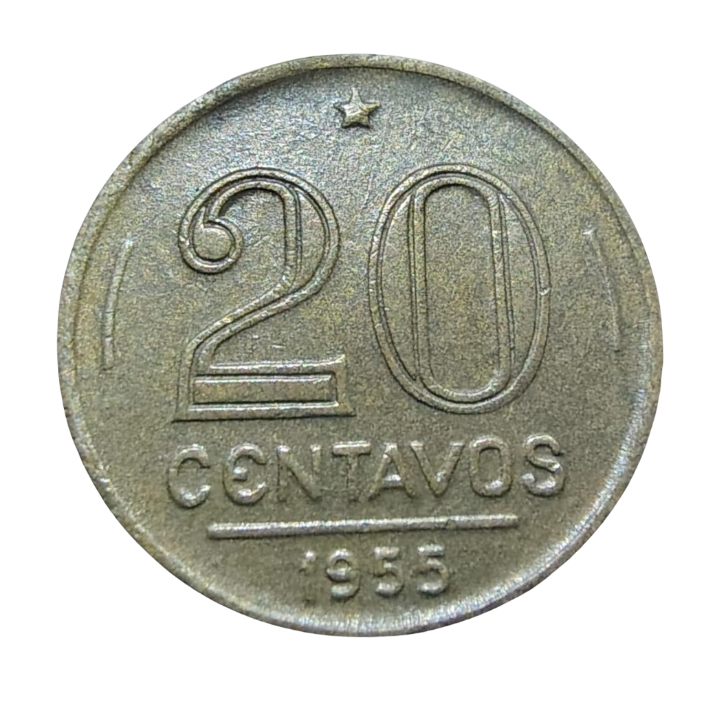 Moeda 20 Centavos 1955 Rui Barbosa Brasil - MBC - Imagem 2