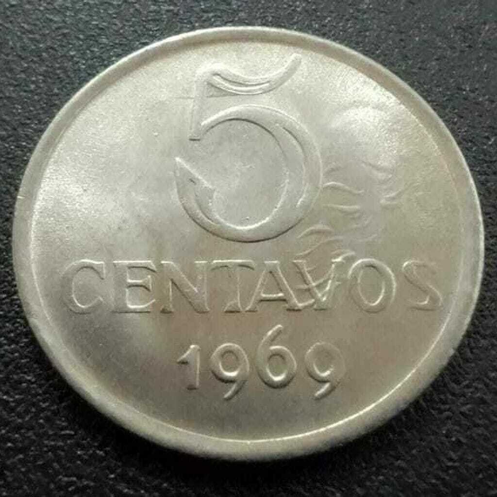 Moeda 5 Centavos 1969 Brasil - MBC - Imagem 2