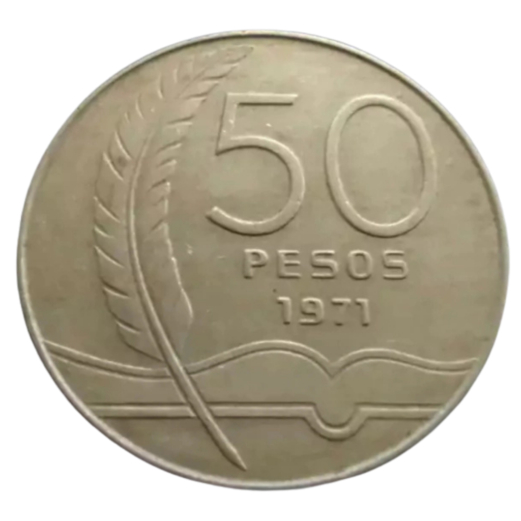 Moeda 50 Pesos 1971 Comemorativa - Uruguai - Imagem 2