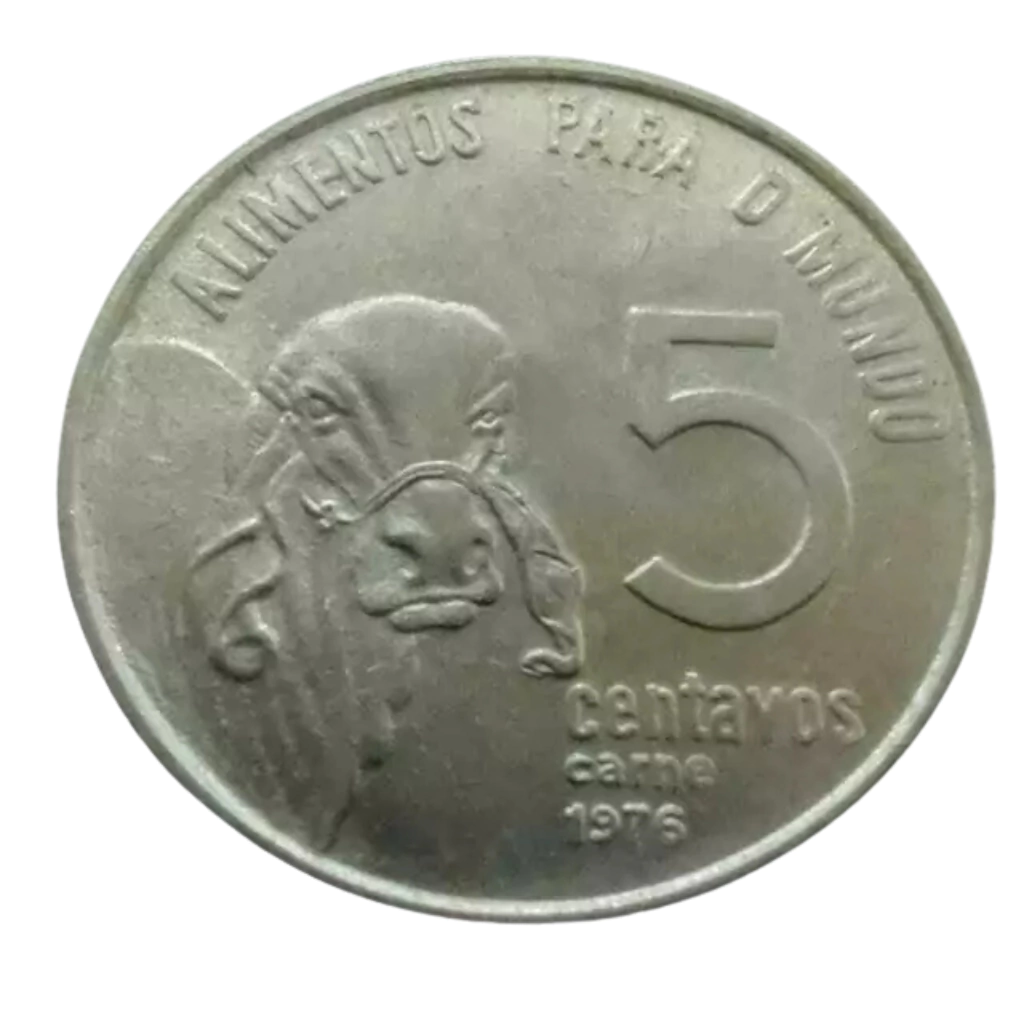 Moeda 5 Centavos 1976 FAO Carne Brasil - MBC