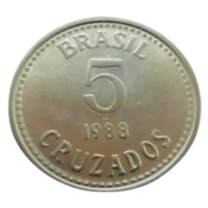 Moeda 5 Cruzados 1988 Brasil - MBC