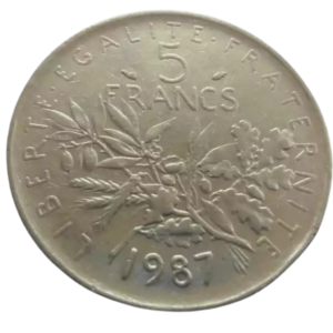 Moeda 5 Francos 1987 - França