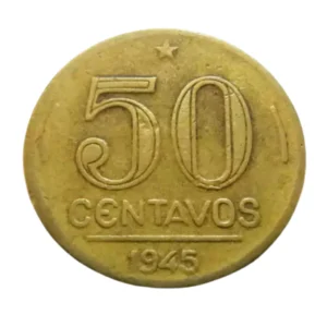 Moeda 50 Centavos 1945 Getúlio Vargas Brasil - MBC
