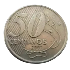 Moeda 50 Centavos 2001 Brasil - MBC