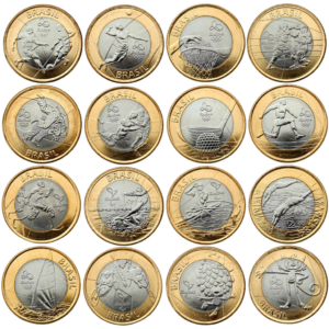 Coleção com as 16 Moedas das Olimpíadas Rio 2016