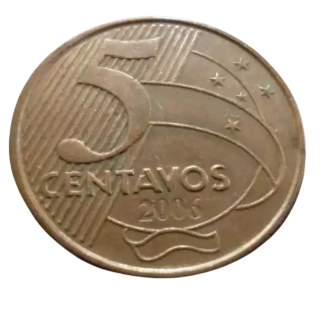 Moeda 5 Centavos 2006 Brasil - MBC - Imagem 2