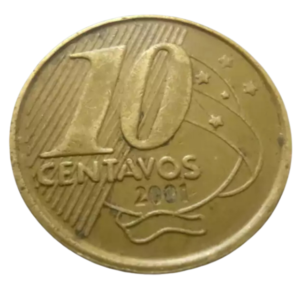 Moeda 10 Centavos 2001 Brasil MBC