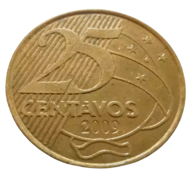Moeda 25 Centavos 2009 Brasil - MBC - Imagem 2