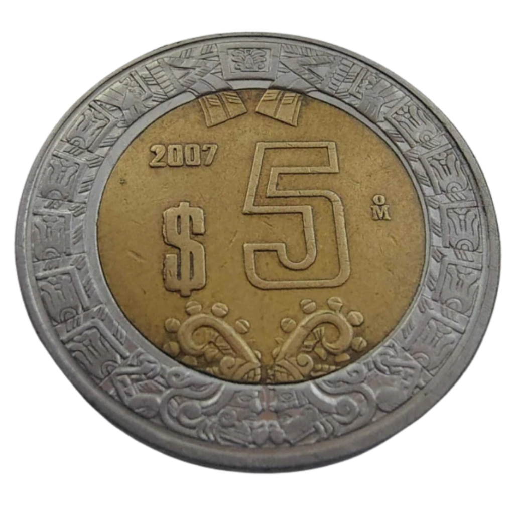 Moeda 5 Pesos 2007 México - Imagem 2