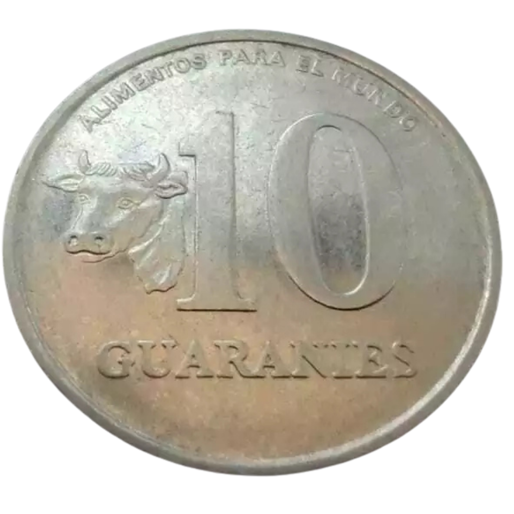 Moeda 10 Guaranis 1988 FAO Paraguai - Imagem 2