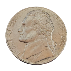 Moeda 5 Cents 2001 Letra P - EUA