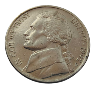Moeda 5 Cents 1992 letra D - EUA