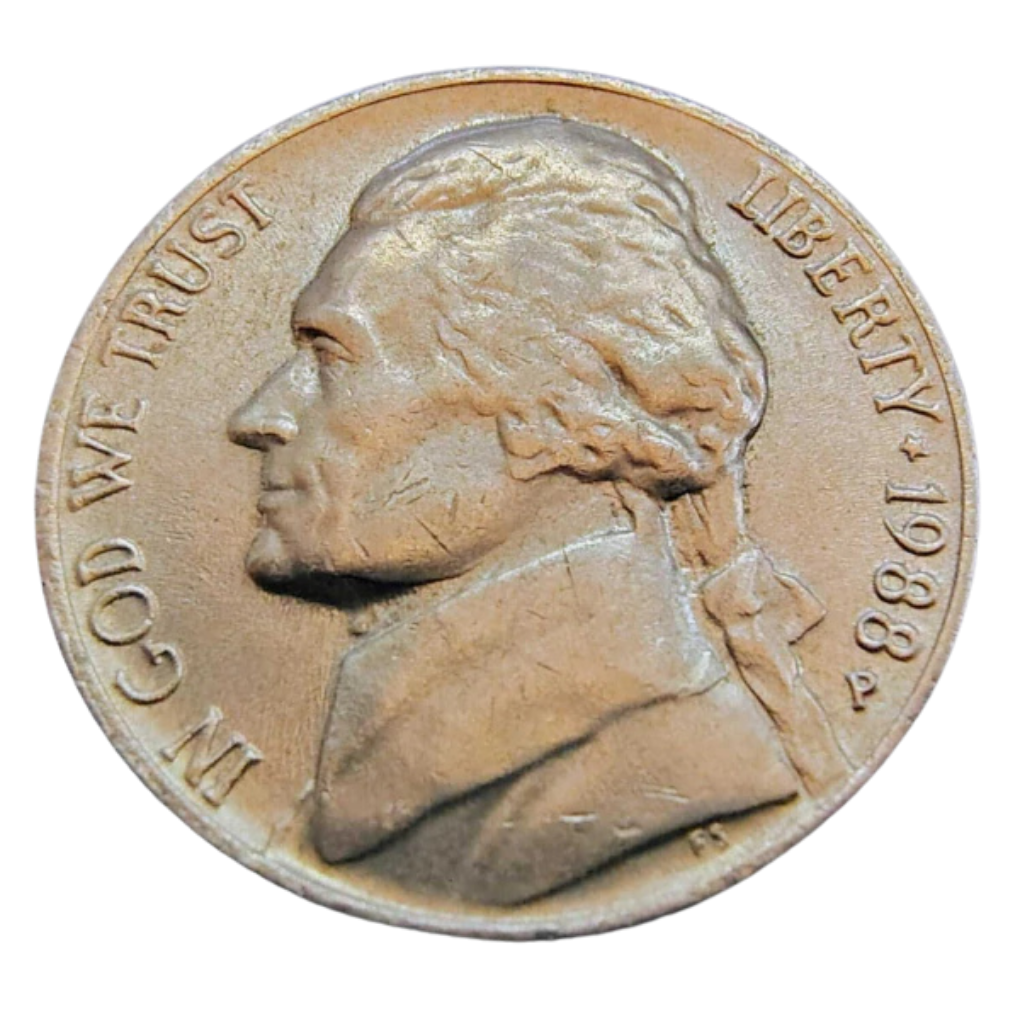 Moeda 5 Cents 1988 letra P - EUA