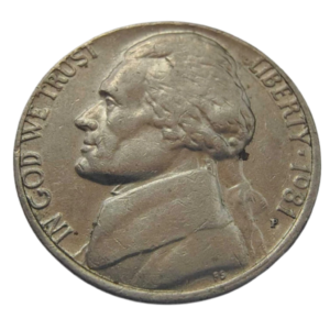 Moeda 5 Cents 1981 letra P - EUA
