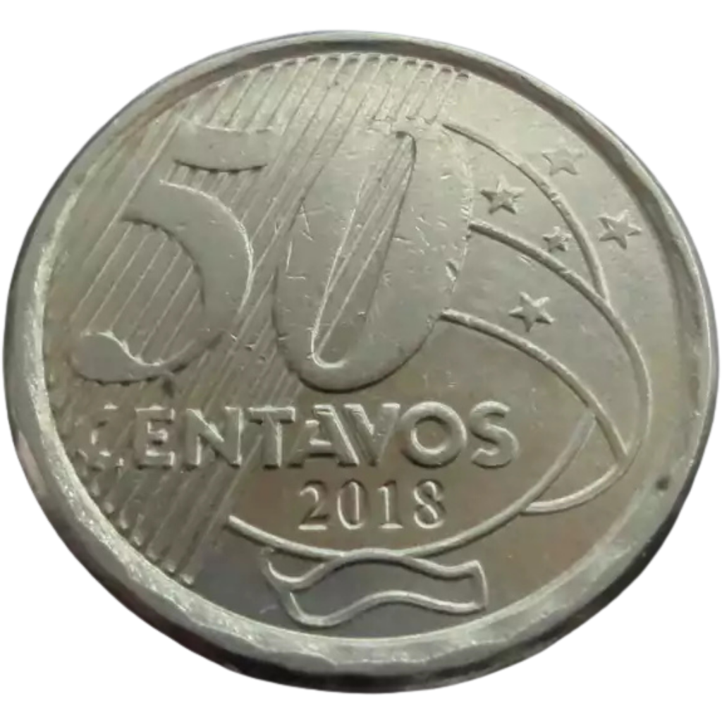 Moeda 50 Centavos 2018 Brasil - MBC - Imagem 2