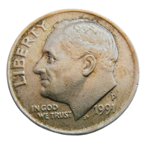 Moeda 1 Dime 1991 letra P - EUA