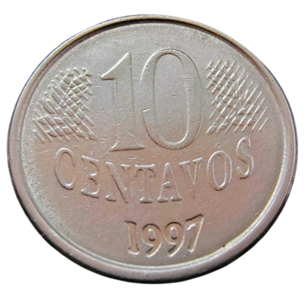 Moeda 10 Centavos 1997 Brasil - MBC - Imagem 2