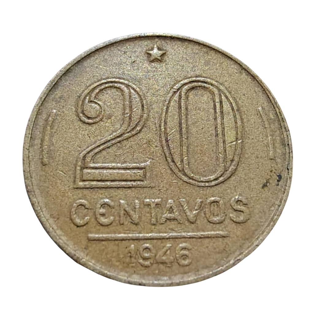 Moeda 20 Centavos 1946 Getúlio Vargas Brasil - MBC - Imagem 2