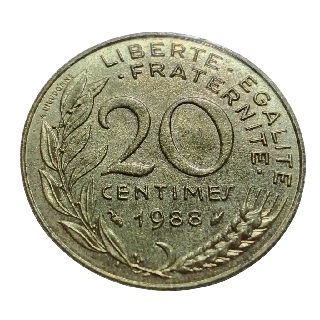 Moeda 20 Cêntimes 1988 França - Imagem 2
