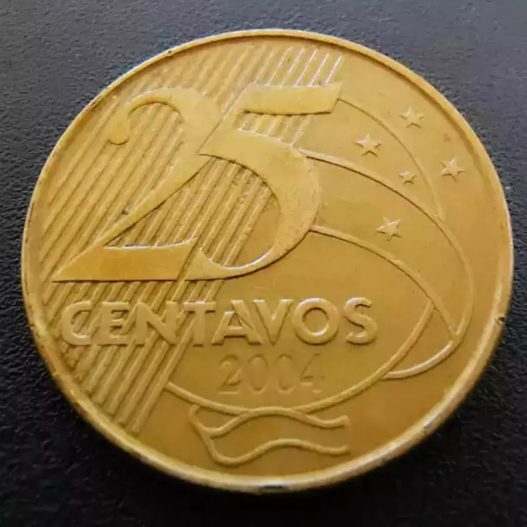Moeda 25 Centavos 2004 Brasil - MBC - Imagem 3