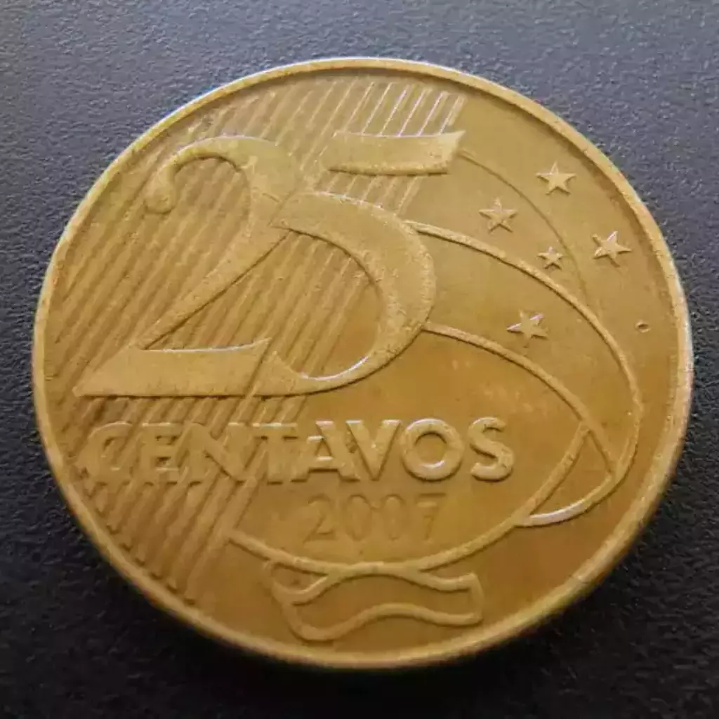 Moeda 25 Centavos 2007 Brasil - MBC - Imagem 3