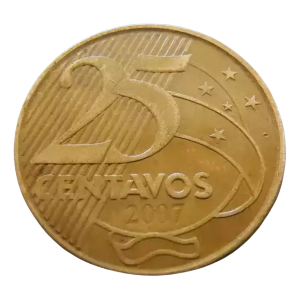 Moeda 25 Centavos 2007 Brasil - MBC - Imagem 4