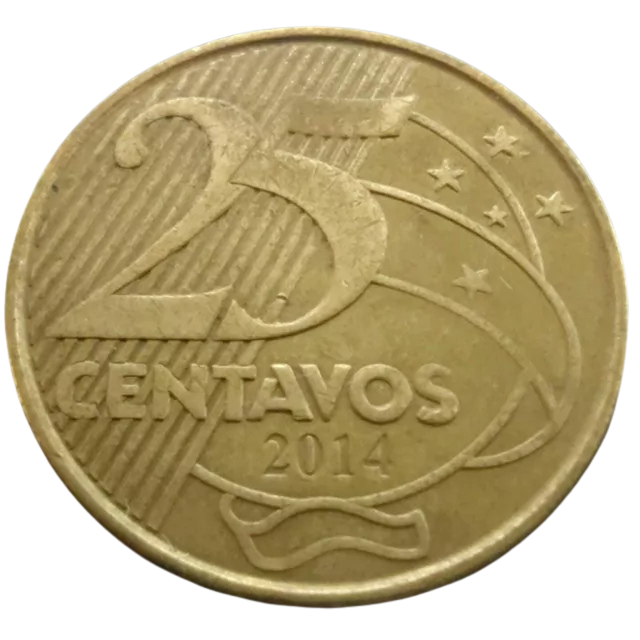 Moeda 25 Centavos 2014 Brasil - MBC - Imagem 2