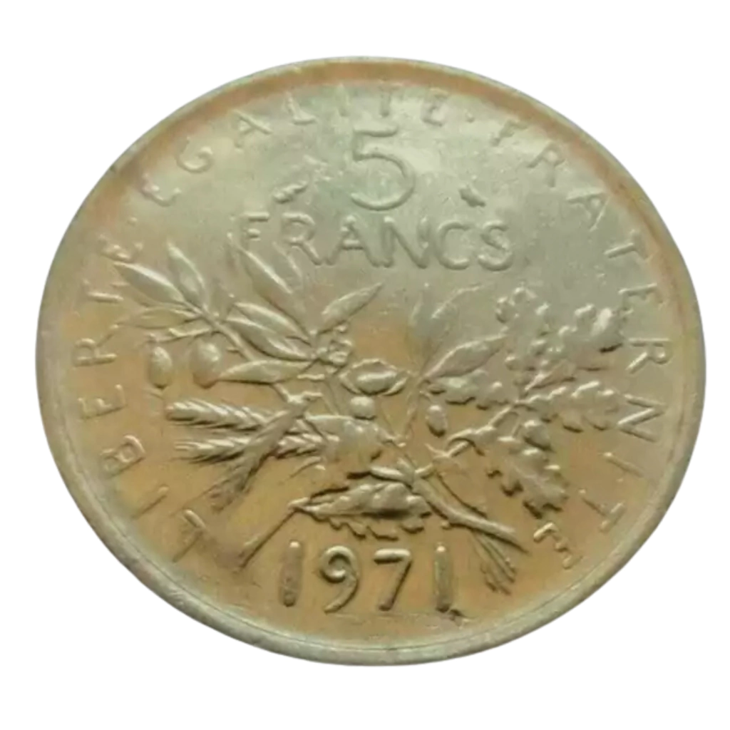 Moeda 5 Francos 1971 - França - Imagem 3