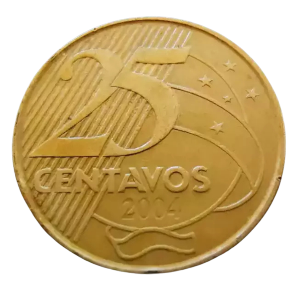 Moeda 25 Centavos 2004 Brasil - MBC - Imagem 4