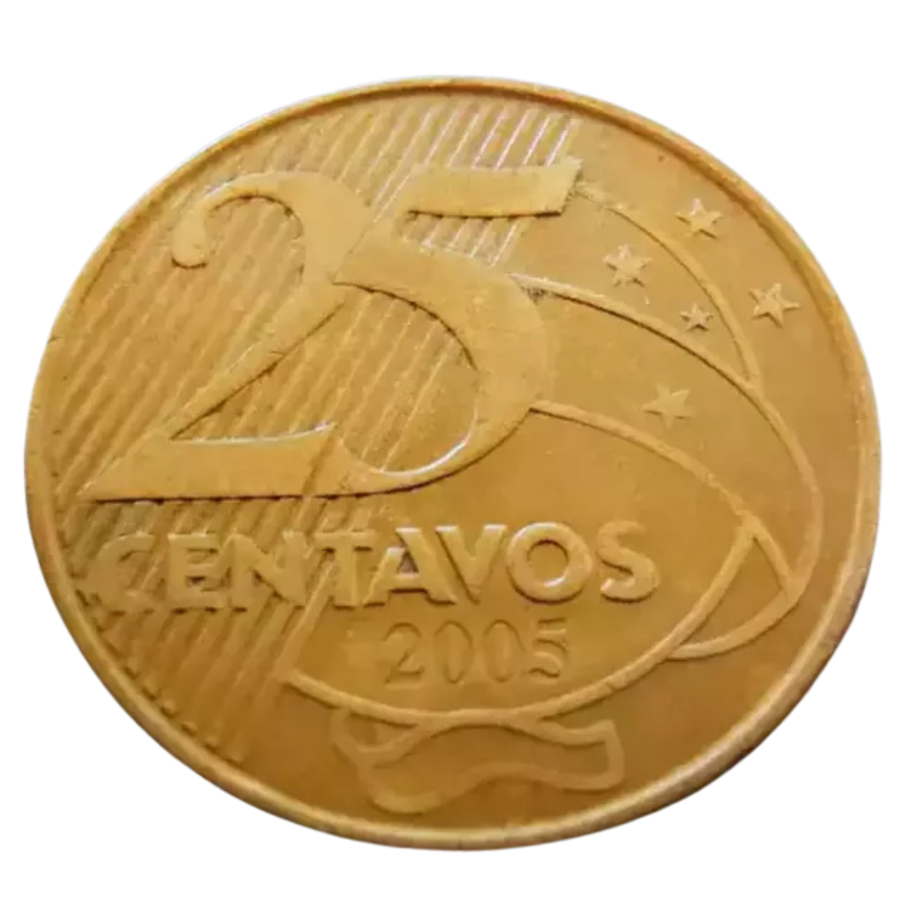Moeda 25 Centavos 2005 Brasil - MBC - Imagem 2