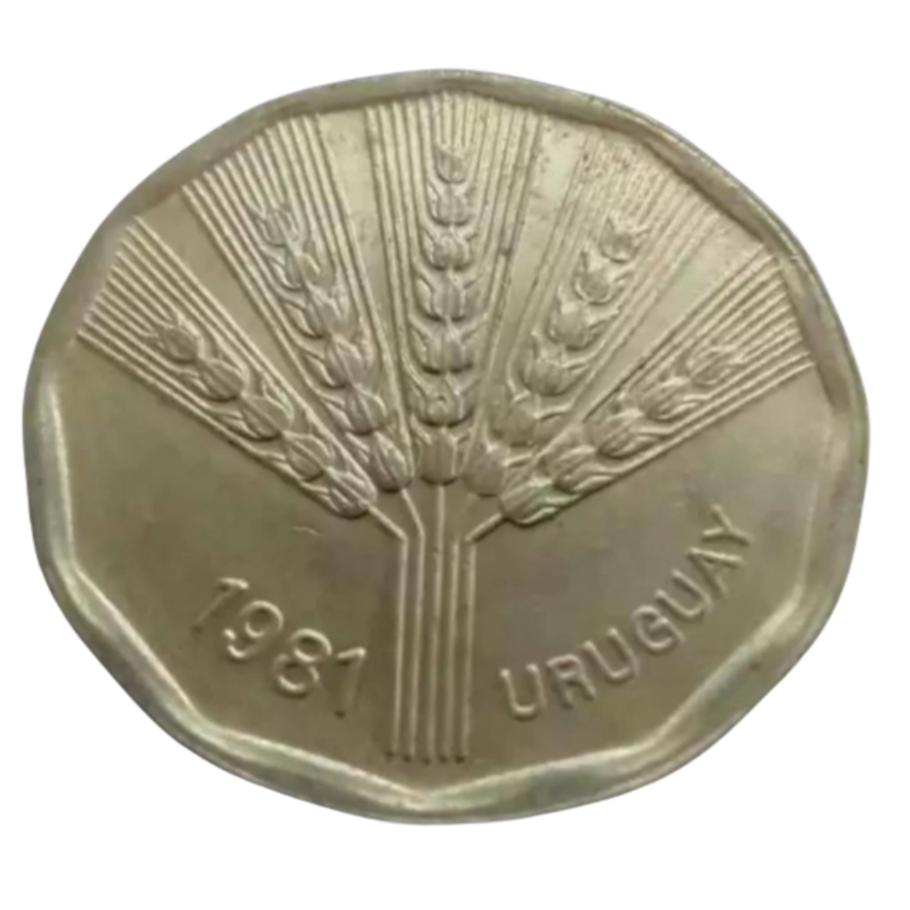 Moeda 2 Pesos Novos 1981 FAO - Uruguai - Imagem 2