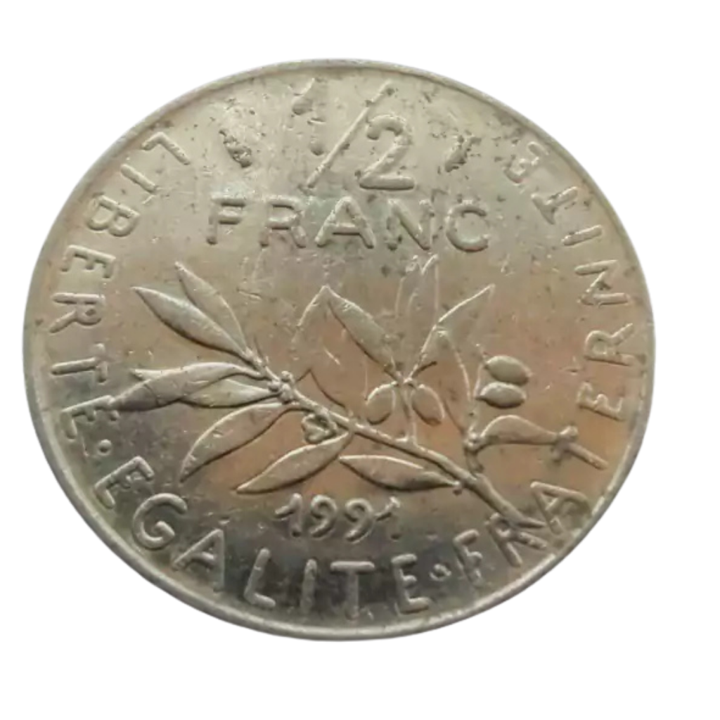 Moeda 1/2 Franco 1991 - França - Imagem 2
