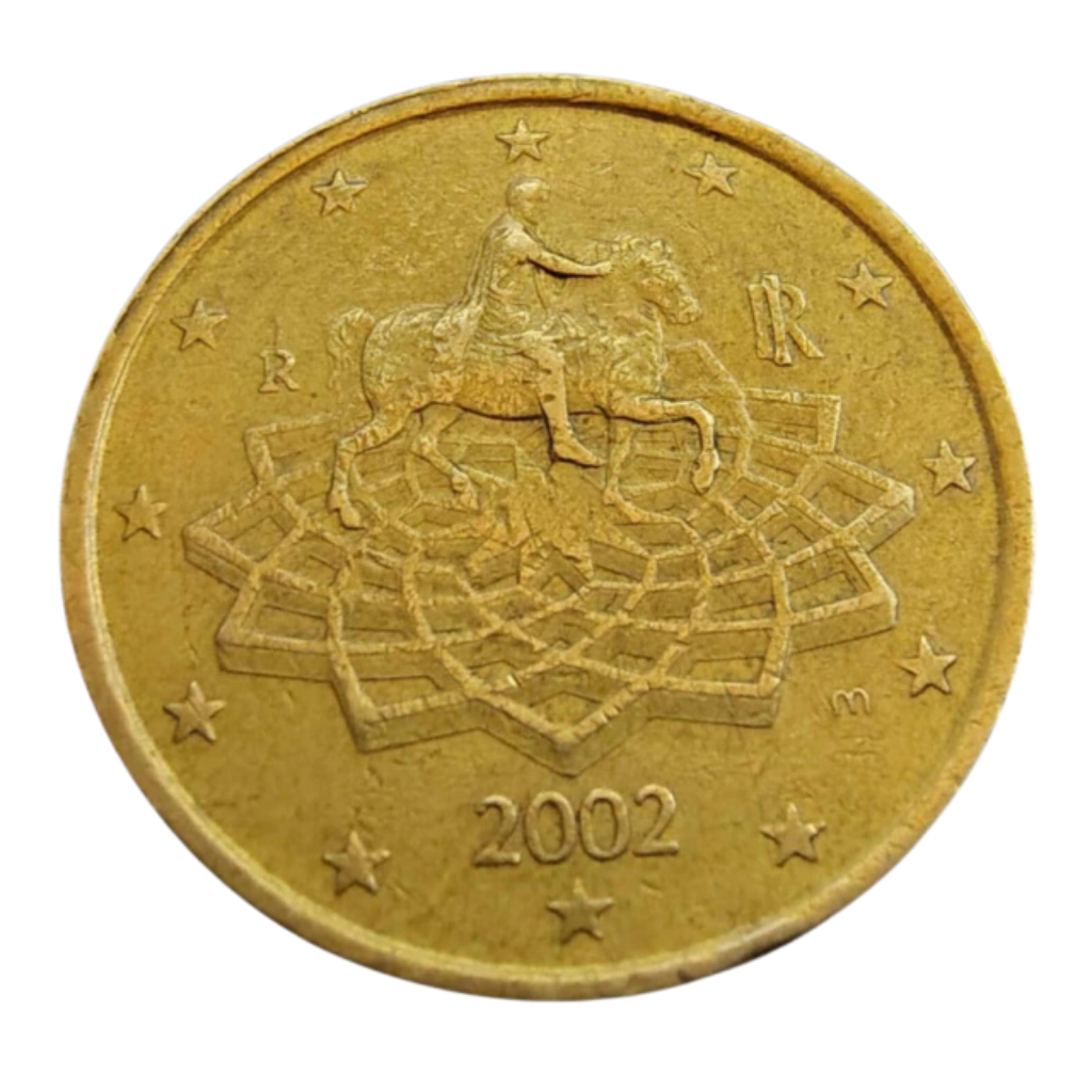 Moeda 50 Cents Euro 2002 - Itália - Imperador Marco Aurélio