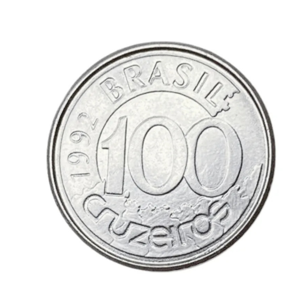 Moeda 100 Cruzeiros 1992 Peixe Boi Brasil - SOB - Imagem 2