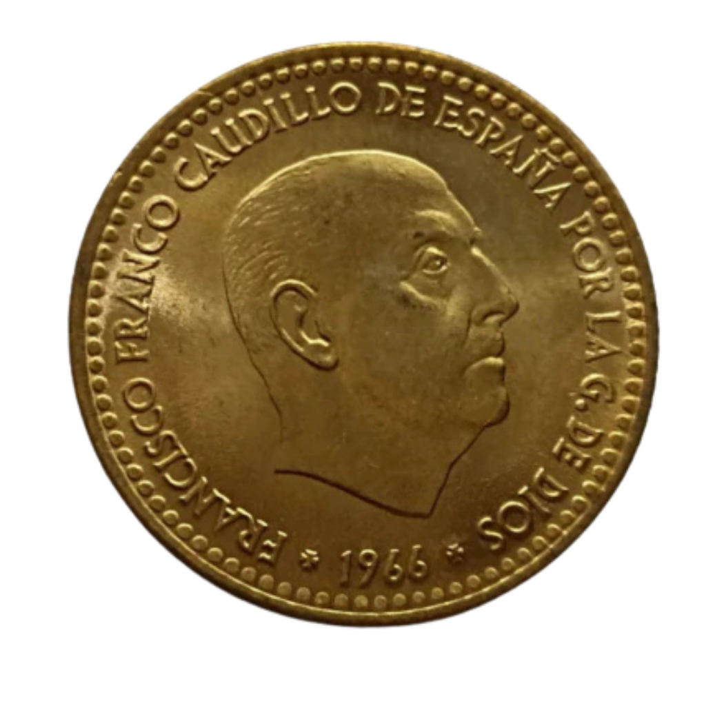 Moeda 1 Peseta 1966 Espanha - Imagem 2