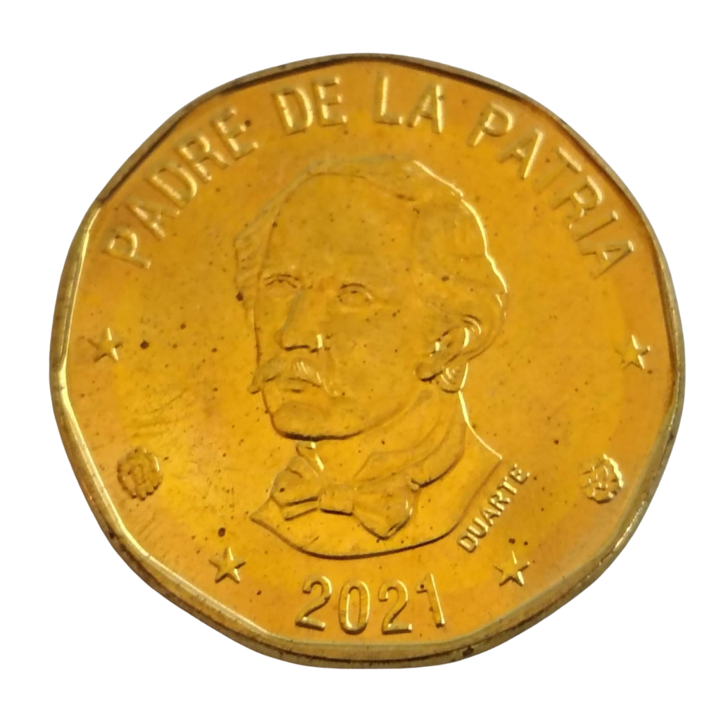 Moeda 1 Peso 2021 República Dominicana - Imagem 2