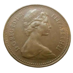 Moeda 1 New Penny 1971 Reino Unido