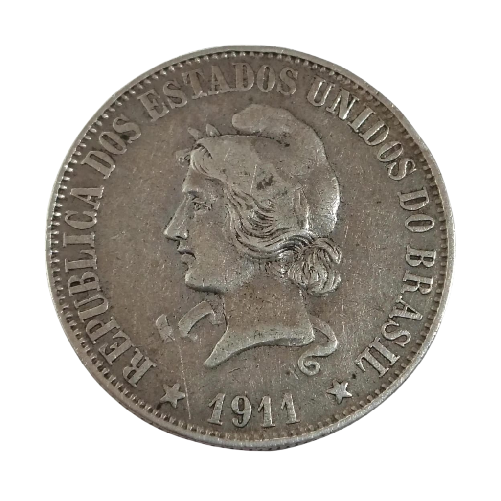Moeda 2000 Réis Brasil 1911 – Prata - Imagem 2