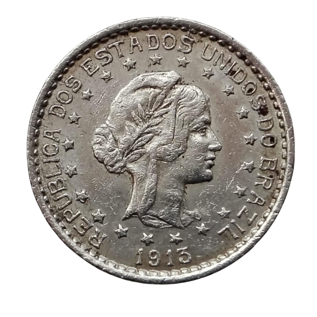Moeda 500 Réis Brasil 1913 - Estrelas Soltas - Imagem 2