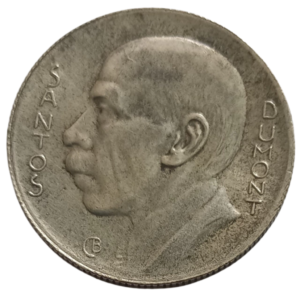 Moeda 5000 Réis Brasil 1936 Santos Dumont - Prata